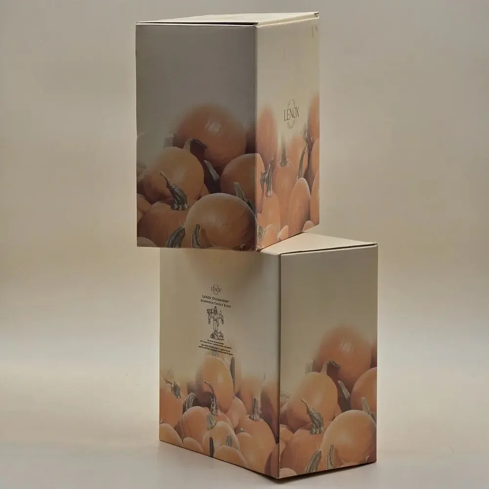 Lenox Occasions Scarecrow Candle Stand Porcelain Set of 2 New in Original Boxes